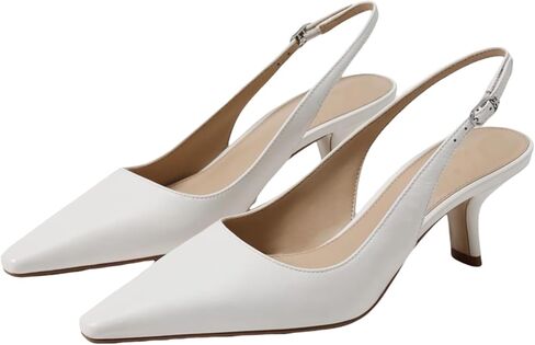 Slingback Pumps for Women, Kitten Heels with Pointed Toe Low Heel Sandals Ankle Buckle Strap Heels Slip-On Pumps in Saudi Arabia