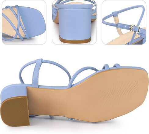 Perphy Strappy Heels Square Toe Slingback Chunky Heel Sandals for Women in Saudi Arabia