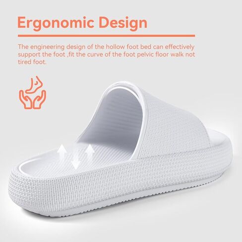 شرائح سحابية للنساء، شباشب للاستحمام، صنادل نسائية، شرائح فقاعية للرجال، نعل سميك مبطن وغير قابل للانزلاق، أساسيات غرفة النوم، أبيض 10 in Kuwait