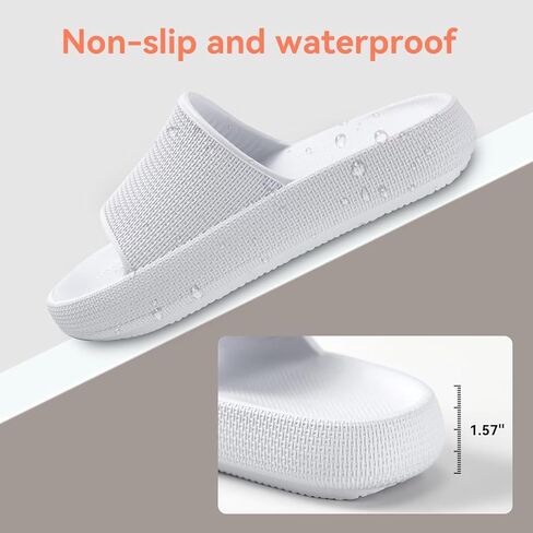 شرائح سحابية للنساء، شباشب للاستحمام، صنادل نسائية، شرائح فقاعية للرجال، نعل سميك مبطن وغير قابل للانزلاق، أساسيات غرفة النوم، أبيض 10 in Kuwait