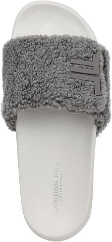 LONDON FOG Womens Scarlett Sherpa Spa Slide Sandals Open Toe House Indoor Outdoor Shoes Sandals in Saudi Arabia