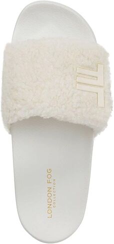 LONDON FOG Womens Scarlett Sherpa Spa Slide Sandals Open Toe House Indoor Outdoor Shoes Sandals in Saudi Arabia