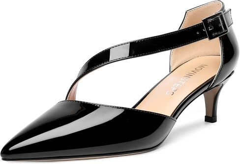 Womens Buckle Dress D'Orsay Wedding Pointed Toe Patent Adjustable Strap Kitten Low Heel Pumps Shoes 2 Inch in Saudi Arabia