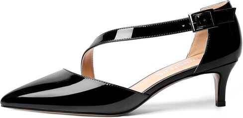 Womens Buckle Dress D'Orsay Wedding Pointed Toe Patent Adjustable Strap Kitten Low Heel Pumps Shoes 2 Inch in Saudi Arabia