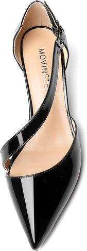 Womens Buckle Dress D'Orsay Wedding Pointed Toe Patent Adjustable Strap Kitten Low Heel Pumps Shoes 2 Inch in Saudi Arabia