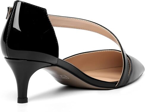 Womens Buckle Dress D'Orsay Wedding Pointed Toe Patent Adjustable Strap Kitten Low Heel Pumps Shoes 2 Inch in Saudi Arabia