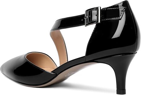 Womens Buckle Dress D'Orsay Wedding Pointed Toe Patent Adjustable Strap Kitten Low Heel Pumps Shoes 2 Inch in Saudi Arabia