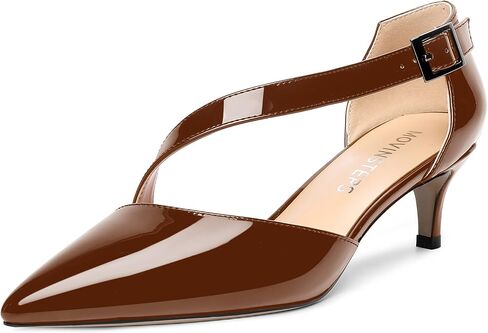 Womens Buckle Dress D'Orsay Wedding Pointed Toe Patent Adjustable Strap Kitten Low Heel Pumps Shoes 2 Inch in Saudi Arabia