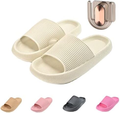 Cloud Slides For Women/Men - Ultra Cushion Pillow Slides With Wall Hanging Hook Non-Slip Thick Sole Cloud Slippers, Lightweight And Quick Drying Shower Slippers in Saudi Arabia