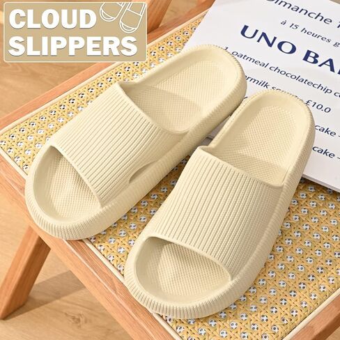 Cloud Slides For Women/Men - Ultra Cushion Pillow Slides With Wall Hanging Hook Non-Slip Thick Sole Cloud Slippers, Lightweight And Quick Drying Shower Slippers in Saudi Arabia