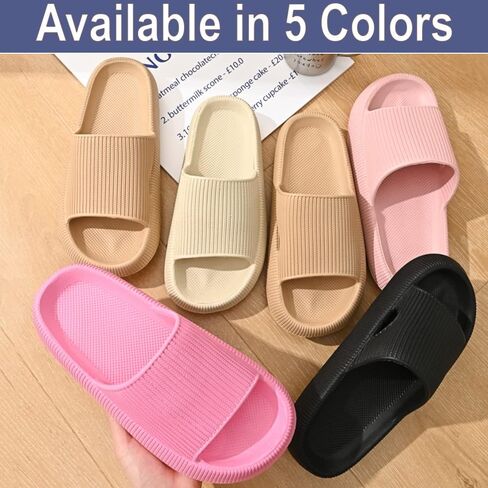 Cloud Slides For Women/Men - Ultra Cushion Pillow Slides With Wall Hanging Hook Non-Slip Thick Sole Cloud Slippers, Lightweight And Quick Drying Shower Slippers in Saudi Arabia