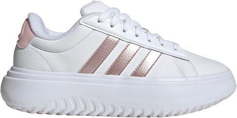 حذاء رياضي نسائي من Adidas ذو منصة Grand Court، أبيض/وردي رملي/وردي رملي، 7 in Saudi Arabia