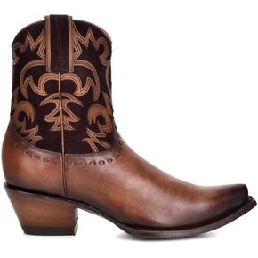 حذاء Cuadra النسائي الغربي الأنيق من الجلد الطبيعي مع سحاب بني in Kuwait