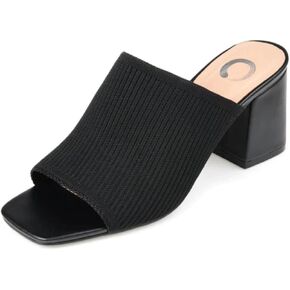 Journee Collection Womens Lorenna Slip-On Heels with Square Shaped Open-Toe, Black, 9