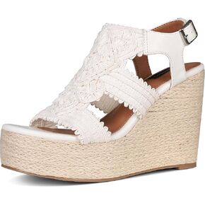 AMINUGAL Espadrille Wedge Sandals for Women Casual Comfortable Wedge Heels Platform Sandals Open Toe Slingback Espadrilles Wedges for Women Roman Sandals