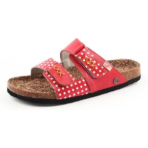 TMA EYES Womens Flat Sandals with Cork Footbed Open Toe Slides Adjustable Slip On Slippers