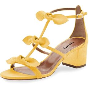 XYD Women Girls Gladiator Block Chunky Heels Open Toe Sandals Crossover Strap Bow Knots Cutout Party Evening Casual Shoes