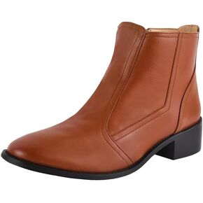 LIBERTYZENO - Chelsea Boot Women | Genuine Leather Ankle Boots Pull-On | Zipper w/Double Elastic Gore & Low Heel