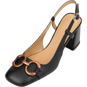 Women's Slingback Square Toe Chunky High Heels Sandals Ankle Buckle Dress Summer Pumps