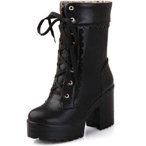 Lolita High Heeled Boots Cosplay Lace Sweet Lady Shoes Fashion Brogue Shoes