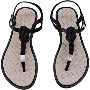 OYOANGLE Women's Braided T Strap Thong Flat Sandals Toe Post Casual Slip on Flip Flop Shoes with Ankle Strap in Saudi Arabia