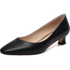 Womens Square Toe Solid Matte Office Casual Slip On Kitten Low Heel Pumps Shoes 1.5 Inch