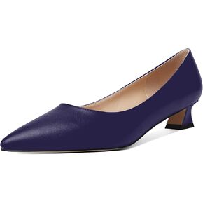 Womens Pointed Toe Solid Slip On Casual Matte Office Kitten Low Heel Pumps Shoes 1.5 Inch