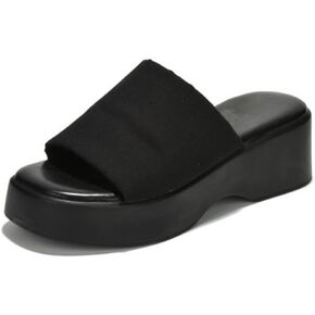 Platform Sandals Women Wedges Slides Chunky Heels Wedge Sandals Fabric Mule Fitted Cloud Lightweight Shoes Slipper +Memory Foam