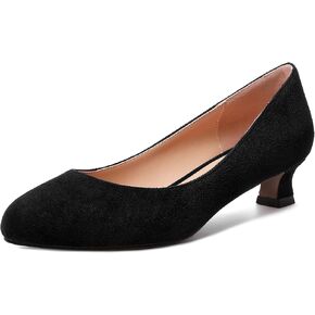 MERRORI Womens Slip On Suede Round Toe Dress Shoes Solid Casual Office Kitten Low Heel Pumps Shoes 1.5 Inch