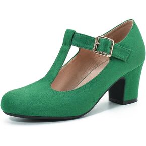 Women's Mary Jane Pumps T-Strap Block Chunky High Heels Ankle Strap Buckle Comfortable Wedding Dress Evening Party Shoes