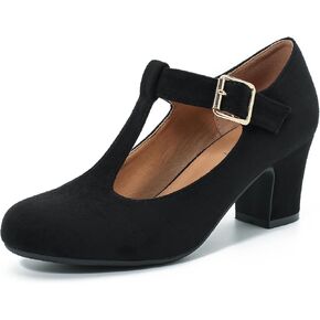 Women's Mary Jane Pumps T-Strap Block Chunky High Heels Ankle Strap Buckle Comfortable Wedding Dress Evening Party Shoes