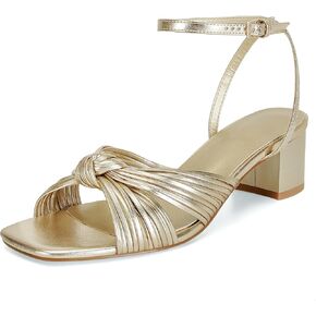 Dsevht Womens Bow Knot Heels Sandals Square Open Toe Chunky Heels Strappy Ankle Strap Sexy High Heel Sandals for Women
