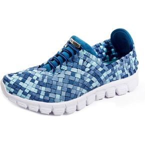 Women's Danielle Breathable Lightweight Flexible Casual Comfortable Woven Sneakers | Slip-On Design, Blue Multi, 9.5