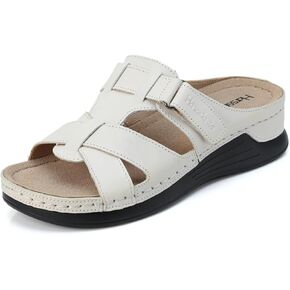 Harssidanzar Women Slide Sandal Comfortable Orthopedic Sandal Walking Wedges SL261US