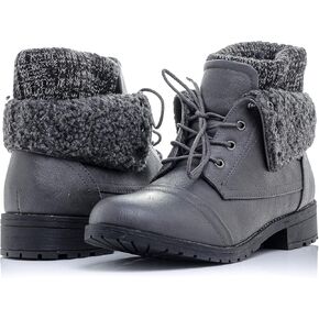 Patty-01 Women's Combat Style Lace Up Ankle Bootie Women's Hiking Boot with Rugged Low Heel