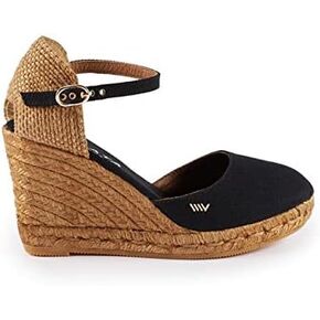 صنادل نسائية من Viscata Satuna Espadrille Canvas Wedges Spain مصنوعة يدويًا بكعب 3 ½ بوصة مع قماش من القطن العضوي المسامي ونعل أوسط من الجوت الطبيعي بنسبة 100% لجميع المناسبات: كاجوال، عمل، حفلة in Kuwait