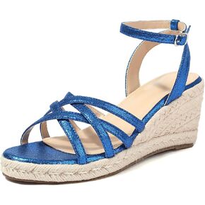 Women's Open Toe Platform Strappy Espadrilles Wedges 3 Inch for Vacation Beach Dressy Comfortable Summer Wedge Sandals