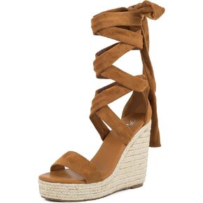 Putu Vacation Wedge Sandals for Women,Espadrilles Platform Beach Sandals,Sexy Tie up Strappy Sandals