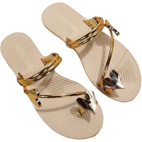 Verdusa Women's Metallic Strappy Thong Sandals Summer Beach Flat Flip Flops