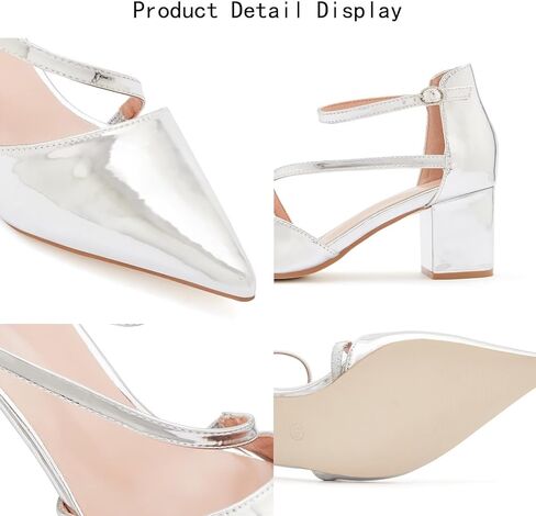 حذاء Frank Mully نسائي بكعب مغلق عند الأصابع وكعب منخفض وكعب مكتنز مع أشرطة للكاحل وحفلات الزفاف وحجر الراين in Kuwait