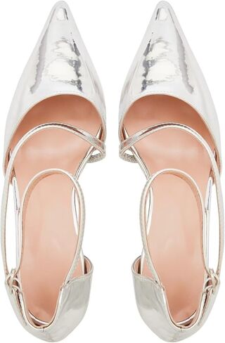 حذاء Frank Mully نسائي بكعب مغلق عند الأصابع وكعب منخفض وكعب مكتنز مع أشرطة للكاحل وحفلات الزفاف وحجر الراين in Kuwait