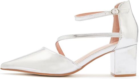 حذاء Frank Mully نسائي بكعب مغلق عند الأصابع وكعب منخفض وكعب مكتنز مع أشرطة للكاحل وحفلات الزفاف وحجر الراين in Kuwait