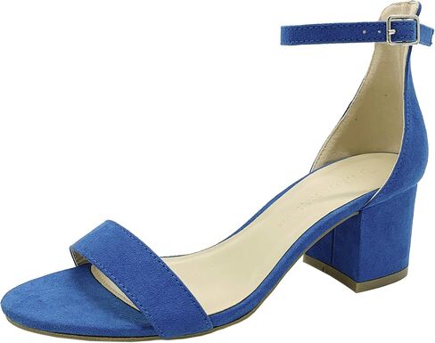 حذاء نسائي مفتوح من الأمام وكعب مكتنز وكعب منخفض وشريط للكاحل وإبزيم in Kuwait