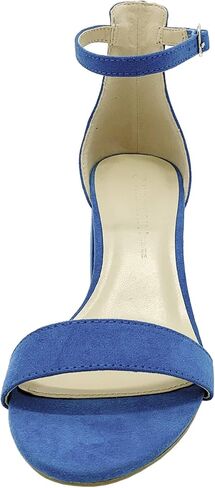 حذاء نسائي مفتوح من الأمام وكعب مكتنز وكعب منخفض وشريط للكاحل وإبزيم in Kuwait