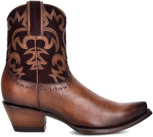 حذاء Cuadra النسائي الغربي الأنيق من الجلد الطبيعي مع سحاب بني in Kuwait