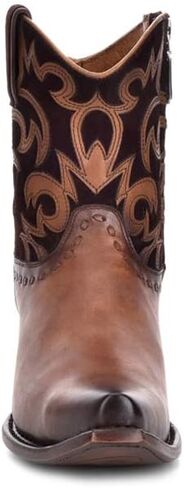 حذاء Cuadra النسائي الغربي الأنيق من الجلد الطبيعي مع سحاب بني in Kuwait