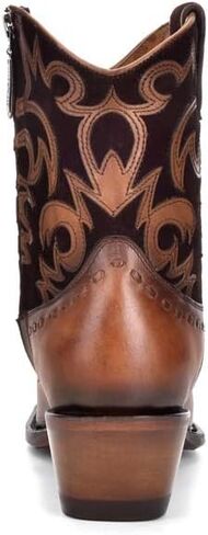 حذاء Cuadra النسائي الغربي الأنيق من الجلد الطبيعي مع سحاب بني in Kuwait