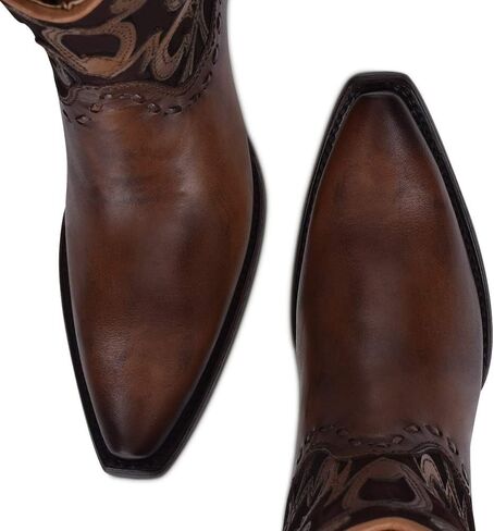 حذاء Cuadra النسائي الغربي الأنيق من الجلد الطبيعي مع سحاب بني in Kuwait