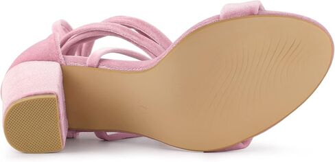 Allegra K Women's Faux Velvet Lace Up Chunky Heel Strappy Sandals in Saudi Arabia