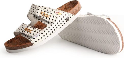 TMA EYES Women's hand stitching Open Toe Footbed Sandals Fashion polka dot leather Casual Slippers in Saudi Arabia